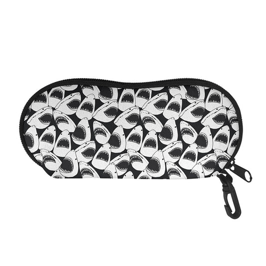 White And Grey Shark Pattern Print Glasses Case