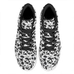 White And Grey Shark Pattern Print High Top Leather Sneakers