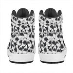 White And Grey Shark Pattern Print High Top Leather Sneakers