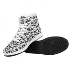 White And Grey Shark Pattern Print High Top Leather Sneakers
