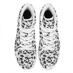 White And Grey Shark Pattern Print High Top Leather Sneakers