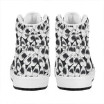 White And Grey Shark Pattern Print High Top Leather Sneakers