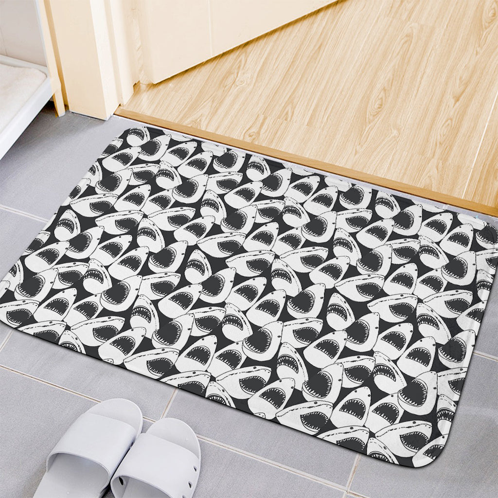 White And Grey Shark Pattern Print Indoor Door Mat