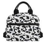 White And Grey Shark Pattern Print Insulated Lunch Bag