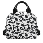 White And Grey Shark Pattern Print Insulated Lunch Bag