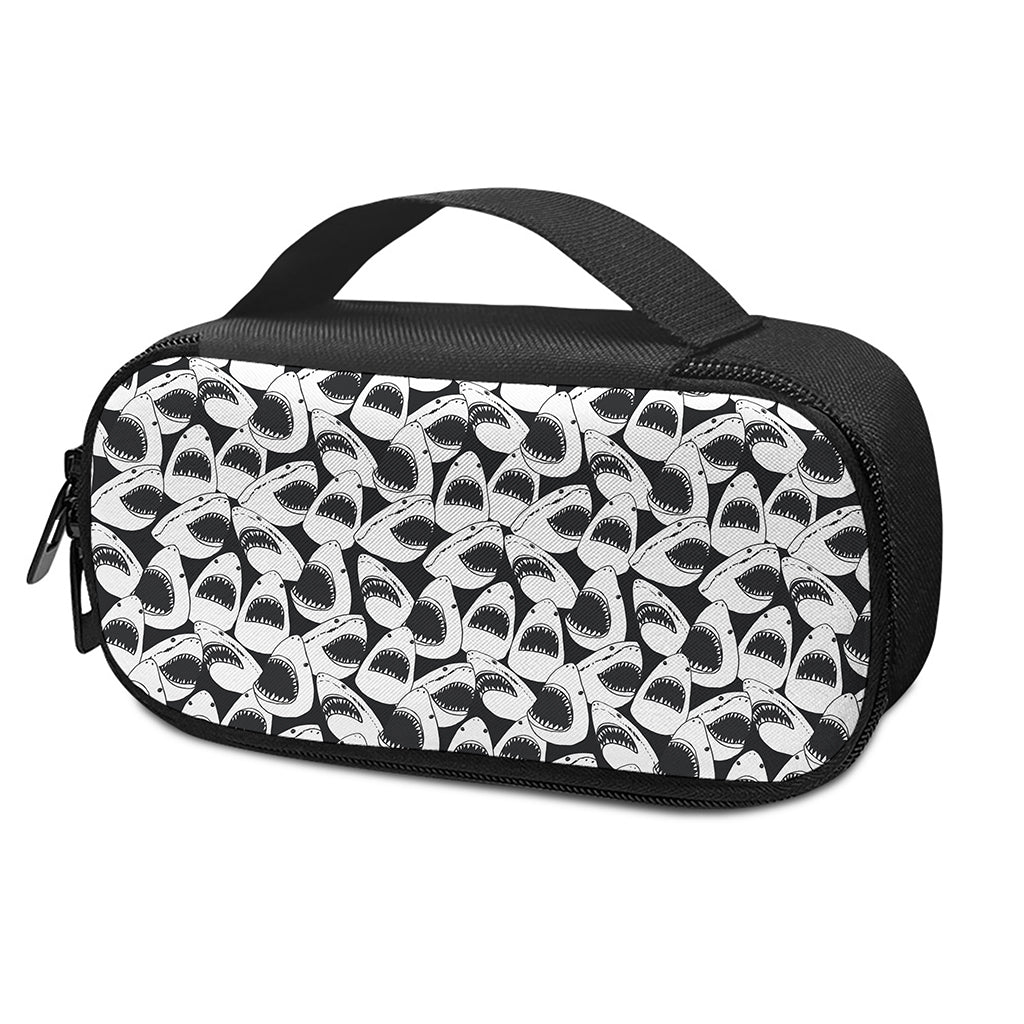 White And Grey Shark Pattern Print Insulin Cooler Travel Case
