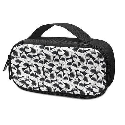 White And Grey Shark Pattern Print Insulin Cooler Travel Case