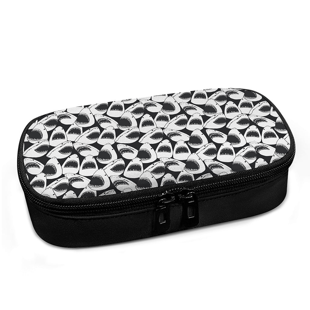 White And Grey Shark Pattern Print Insulin Cooler Travel Case