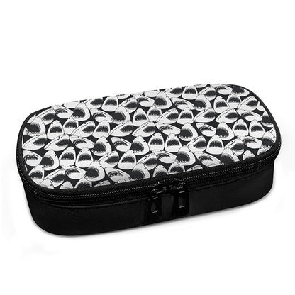 White And Grey Shark Pattern Print Insulin Cooler Travel Case