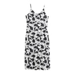 White And Grey Shark Pattern Print Jersey Midi Cami Dress