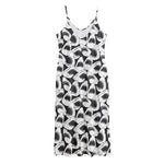 White And Grey Shark Pattern Print Jersey Midi Cami Dress