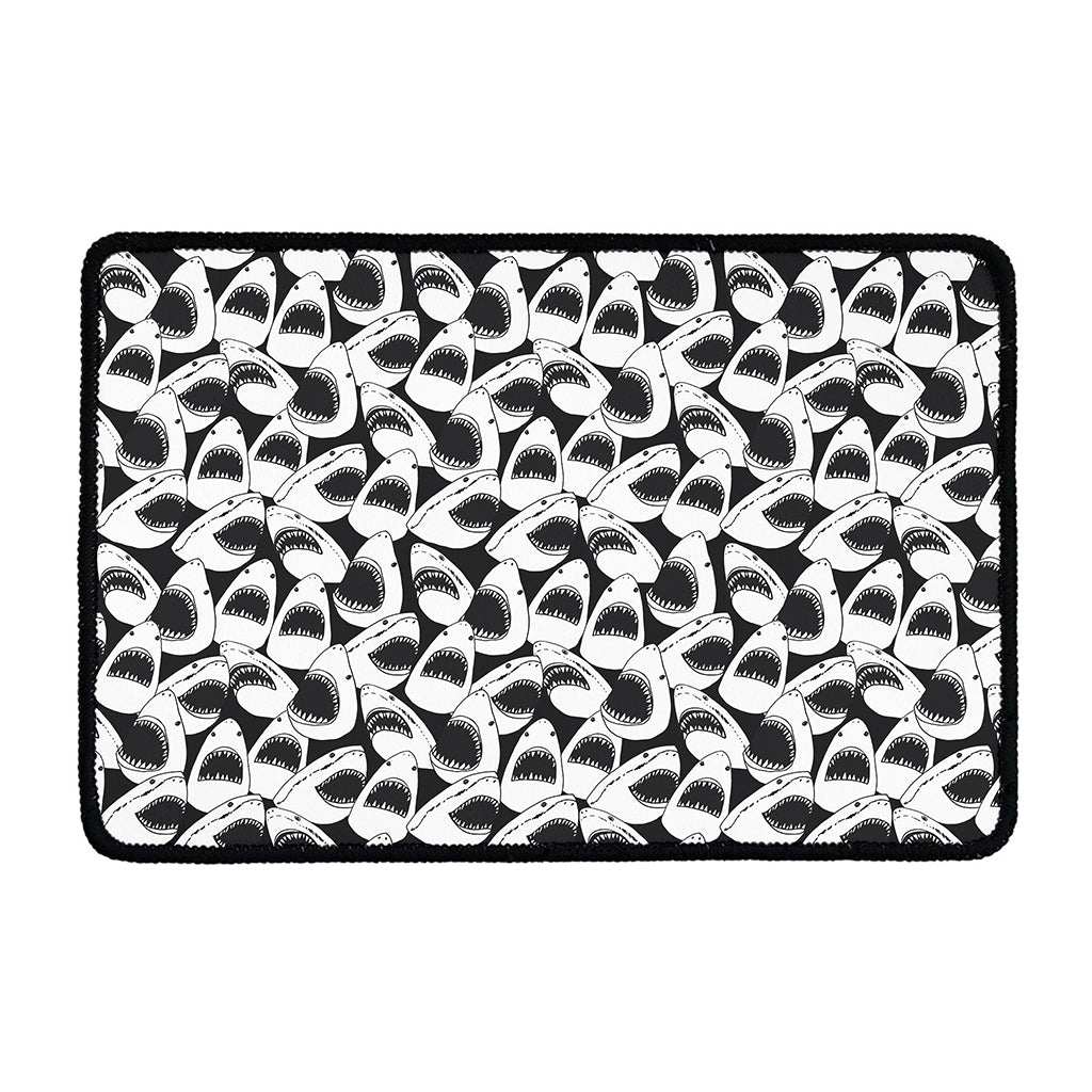 White And Grey Shark Pattern Print Kitchen Mat