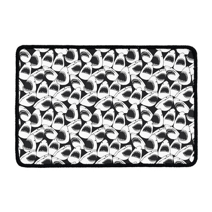 White And Grey Shark Pattern Print Kitchen Mat