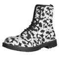 White And Grey Shark Pattern Print Lace-Up Boots