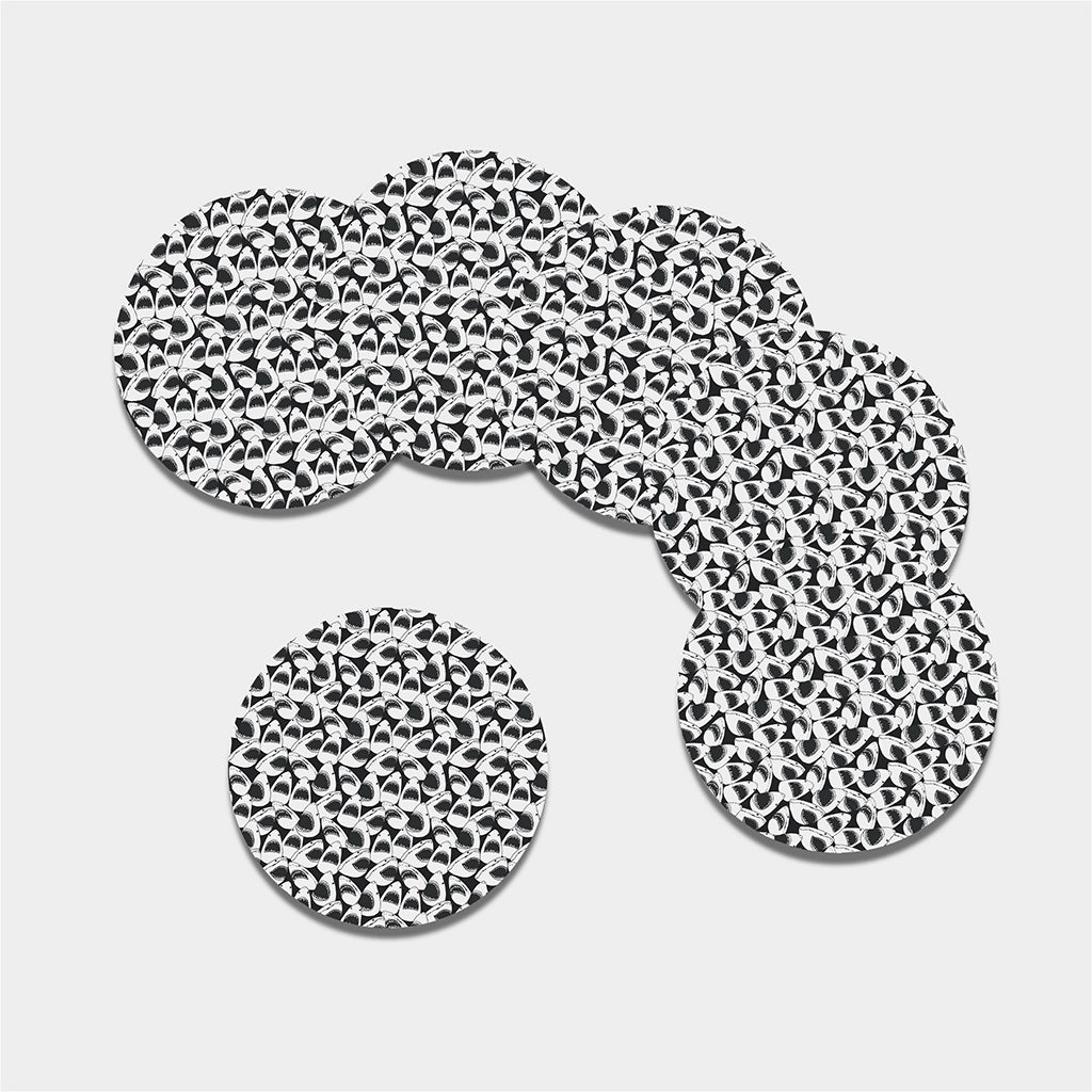 White And Grey Shark Pattern Print Leather Coaster Set