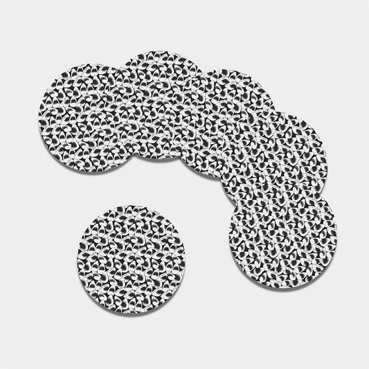 White And Grey Shark Pattern Print Leather Coaster Set