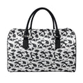 White And Grey Shark Pattern Print Leather Duffel Bag