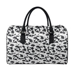 White And Grey Shark Pattern Print Leather Duffle Bag