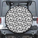White And Grey Shark Pattern Print Leather Spare Tire Cover