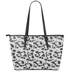 White And Grey Shark Pattern Print Leather Tote Bag