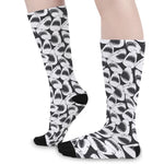 White And Grey Shark Pattern Print Long Socks