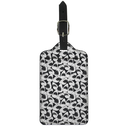 White And Grey Shark Pattern Print Luggage Tag