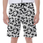 White And Grey Shark Pattern Print Men's Beach Shorts