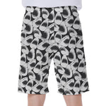 White And Grey Shark Pattern Print Men's Beach Shorts