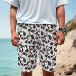 White And Grey Shark Pattern Print Men's Cargo Shorts