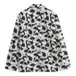White And Grey Shark Pattern Print Men's Cotton Blazer