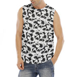 White And Grey Shark Pattern Print Men's Fitness Tank Top