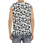 White And Grey Shark Pattern Print Men's Fitness Tank Top