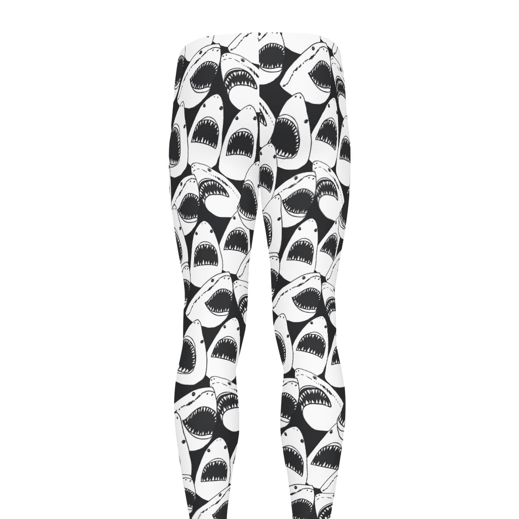 White And Grey Shark Pattern Print Men's leggings