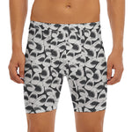 White And Grey Shark Pattern Print Men's Long Boxer Briefs