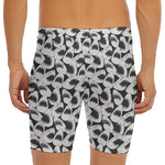 White And Grey Shark Pattern Print Men's Long Boxer Briefs