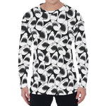 White And Grey Shark Pattern Print Men's Long Sleeve T-Shirt