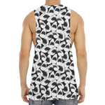 White And Grey Shark Pattern Print Men's Muscle Tank Top