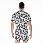 White And Grey Shark Pattern Print Men's Rompers