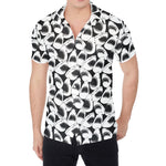 White And Grey Shark Pattern Print Men's Shirt