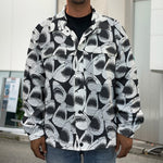 White And Grey Shark Pattern Print Men's Shirt Jacket