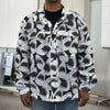 White And Grey Shark Pattern Print Men's Shirt Jacket