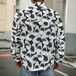 White And Grey Shark Pattern Print Men's Shirt Jacket