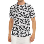 White And Grey Shark Pattern Print Men's Short Sleeve Rash Guard