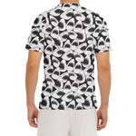 White And Grey Shark Pattern Print Men's Short Sleeve Rash Guard