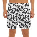 White And Grey Shark Pattern Print Men's Split Running Shorts