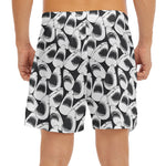 White And Grey Shark Pattern Print Men's Split Running Shorts