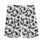 White And Grey Shark Pattern Print Men's Sports Shorts