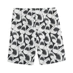 White And Grey Shark Pattern Print Men's Sports Shorts