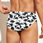 White And Grey Shark Pattern Print Men's Swim Briefs
