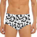 White And Grey Shark Pattern Print Men's Triangle Swim Briefs